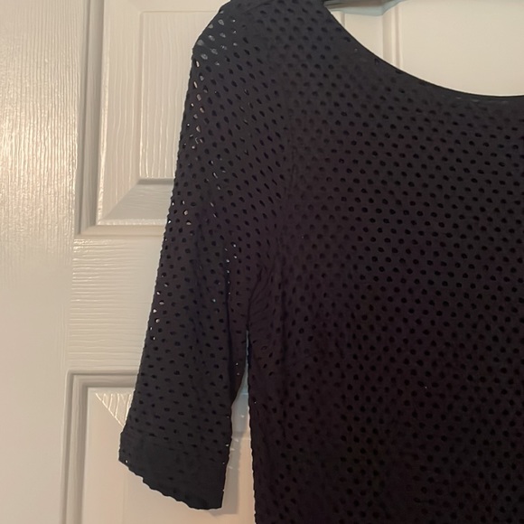 Black cotton knit lined cutout dress - Picture 2 of 8